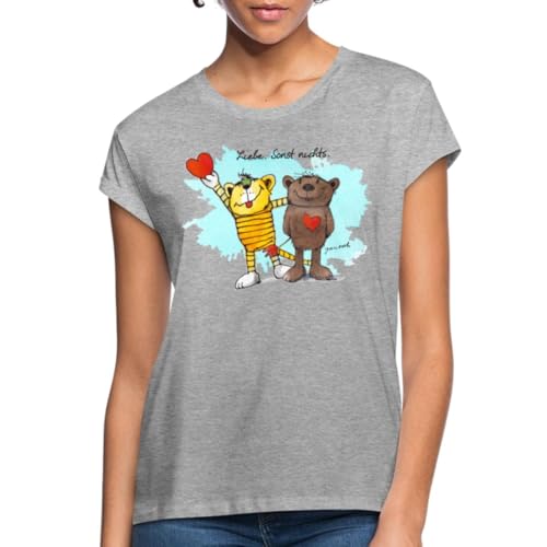 Spreadshirt Janosch Tiger Und Bär Beste Freunde Liebe Frauen Oversize T-Shirt, S, Grau meliert von Spreadshirt