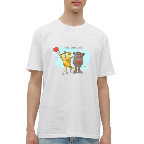 Spreadshirt Janosch Tiger Und Bär Beste Freunde Liebe Männer T-Shirt, 4XL, weiß von Spreadshirt