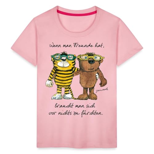 Spreadshirt Janosch Tiger Und Bär Wenn Man Freunde Zitat Kinder Premium T-Shirt, 98/104 (2 Jahre), Hellrosa von Spreadshirt