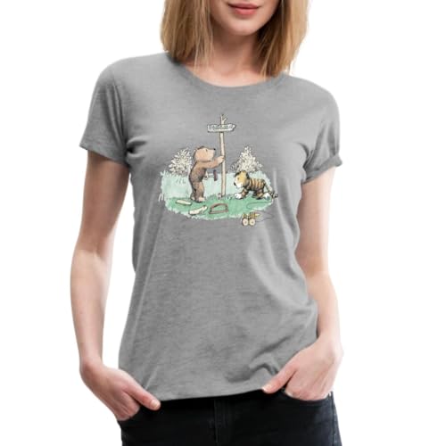 Spreadshirt Janosch Tiger und Bär Panama Schild Frauen Premium T-Shirt, M, Grau meliert von Spreadshirt