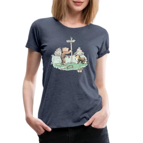 Spreadshirt Janosch Tiger und Bär Panama Schild Frauen Premium T-Shirt, XL, Blau meliert von Spreadshirt