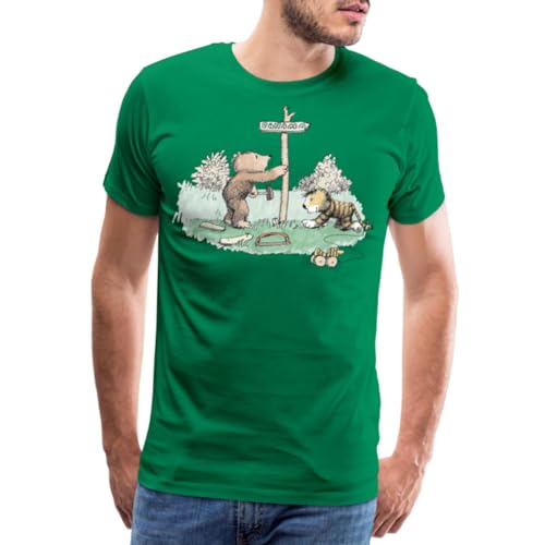 Spreadshirt Janosch Tiger und Bär Panama Schild Männer Premium T-Shirt, XL, Kelly Green von Spreadshirt