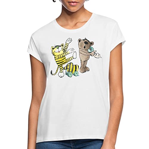 Spreadshirt Janosch Tiger und Freunde Machen Musik Frauen Oversize T-Shirt, S, weiß von Spreadshirt