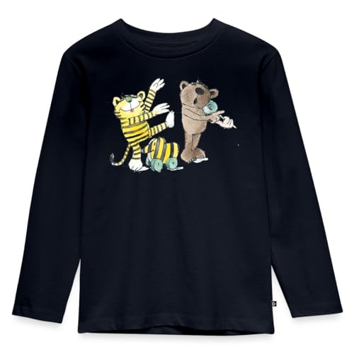 Spreadshirt Janosch Tiger und Freunde Machen Musik Kinder Premium Langarmshirt, 122/128 (6 Jahre), Navy von Spreadshirt