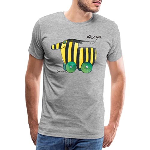 Spreadshirt Janosch Tigerente Love You Männer Premium T-Shirt, XL, Grau meliert von Spreadshirt