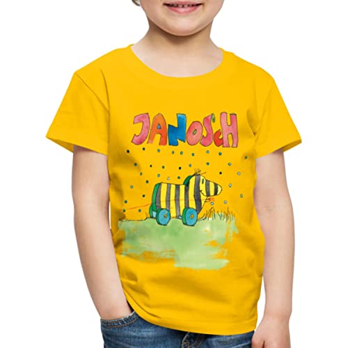 Spreadshirt Janosch Tigerente Schriftzug Kinder Premium T-Shirt, 110/116 (4 Jahre), Sonnengelb von Spreadshirt