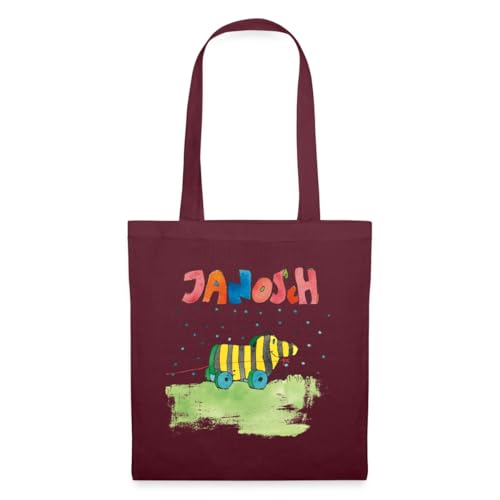 Spreadshirt Janosch Tigerente Schriftzug Stoffbeutel, One size, Burgunderrot von Spreadshirt