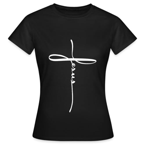 Spreadshirt Jesus Kreuz Christlich Frauen T-Shirt, M, Schwarz von Spreadshirt
