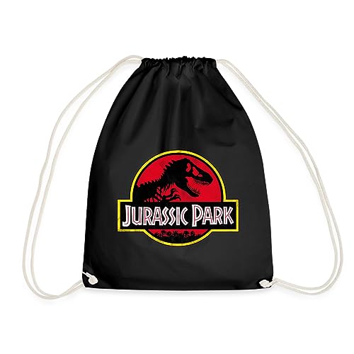 Spreadshirt Jurassic Park Klassisches Logo In Rot Mit T-Rex Turnbeutel, One size, Schwarz von Spreadshirt