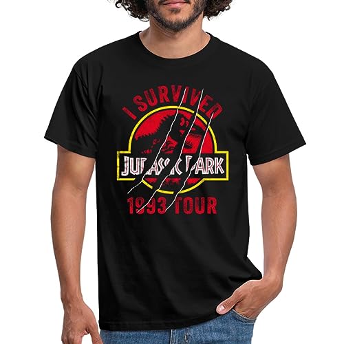 Spreadshirt Jurassic Park Zerkraztes Logo I Survived 1993 Tour Männer T-Shirt, L, Schwarz von Spreadshirt