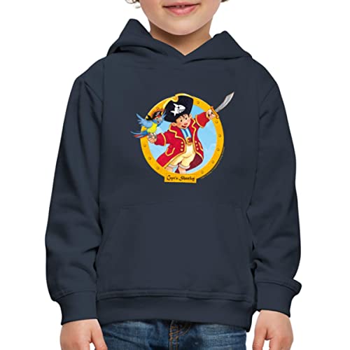 Spreadshirt Käpt'n Sharky Piratenkapitän Kinder Premium Hoodie, 98/104 (3-4 Jahre), Navy von Spreadshirt