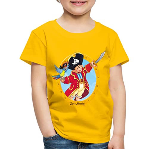 Spreadshirt Käpt'n Sharky Piratenkapitän Kinder Premium T-Shirt, 98/104 (2 Jahre), Sonnengelb von Spreadshirt