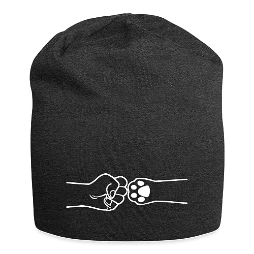 Spreadshirt Katze Hand Pfote Handschlag Faust Jersey-Beanie, One Size, Anthrazit von Spreadshirt