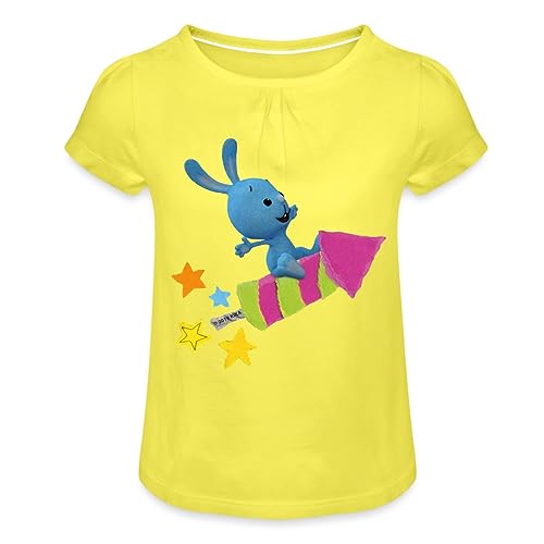 Spreadshirt KiKANiNCHEN auf Rakete Mädchen T-Shirt mit Raffungen, 2 Jahre, Gelb von Spreadshirt