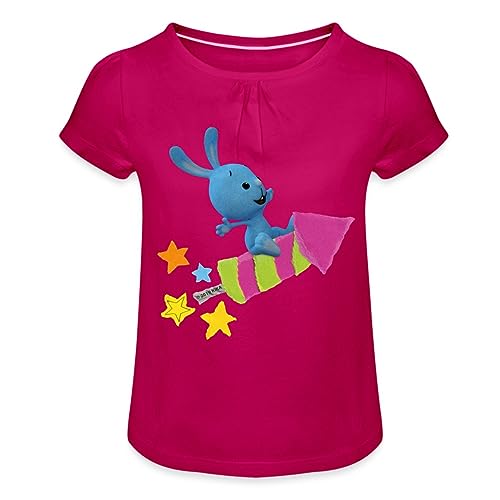 Spreadshirt KiKANiNCHEN auf Rakete Mädchen T-Shirt mit Raffungen, 2 Jahre, Fuchsia von Spreadshirt