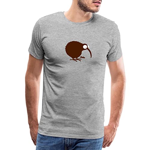 Spreadshirt Kiwi Vogel Schnepfenstrauß Männer Premium T-Shirt, L, Grau meliert von Spreadshirt