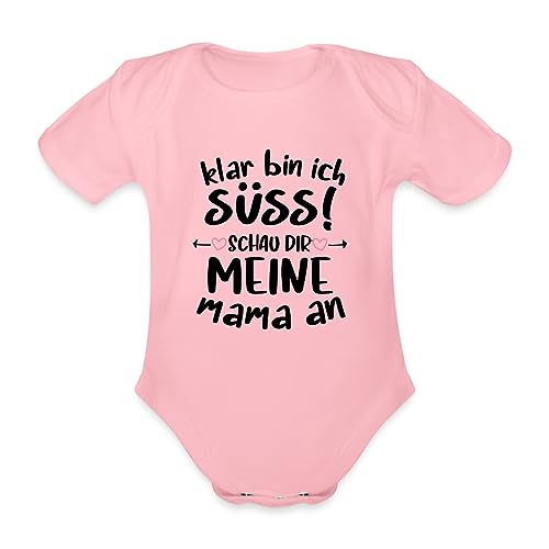 Spreadshirt Klar Bin Ich Süß! Schau Dir Meine Mama An! Baby Bio-Kurzarm-Body, 68 (3-6 M.), Hellrosa von Spreadshirt