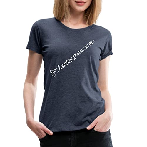 Spreadshirt Klarinette Schriftzug Musikinstrument Frauen Premium T-Shirt, XXL, Blau meliert von Spreadshirt