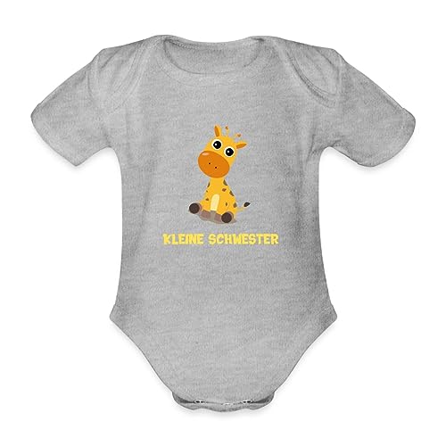 Spreadshirt Kleine Schwester Giraffe Baby Bio-Kurzarm-Body, 68 (3-6 M.), Grau meliert von Spreadshirt