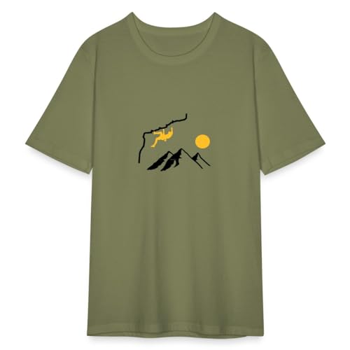 Spreadshirt Klettern Free Solo Sportklettern Männer Slim Fit T-Shirt, M, Khaki Grün von Spreadshirt