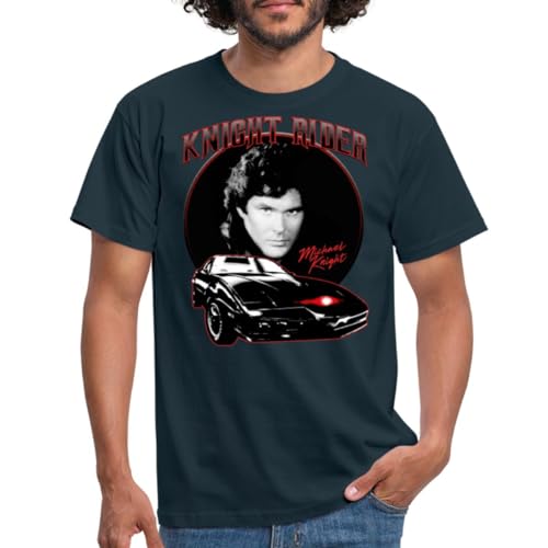 Spreadshirt Knight Rider KITT Und Michael Knight Männer T-Shirt, 4XL, Navy von Spreadshirt