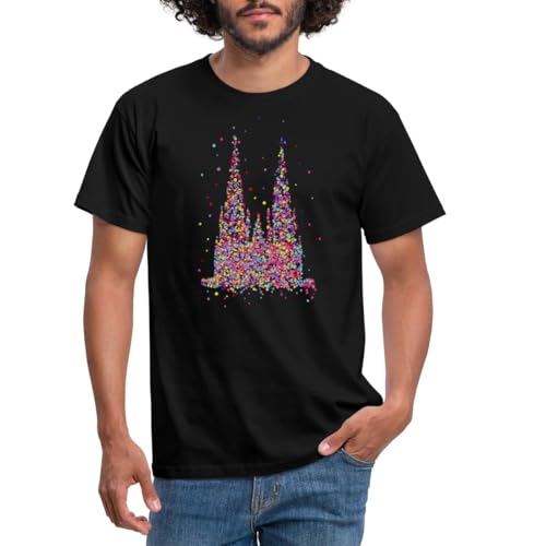 Spreadshirt Köln Kölner Dom Karneval Fasching Konfetti Geschenk Männer T-Shirt, XL, Schwarz von Spreadshirt