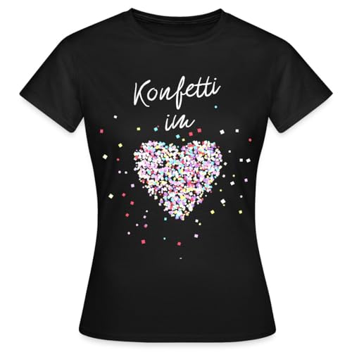 Spreadshirt Konfetti im Herzen Frauen T-Shirt, L, Schwarz von Spreadshirt