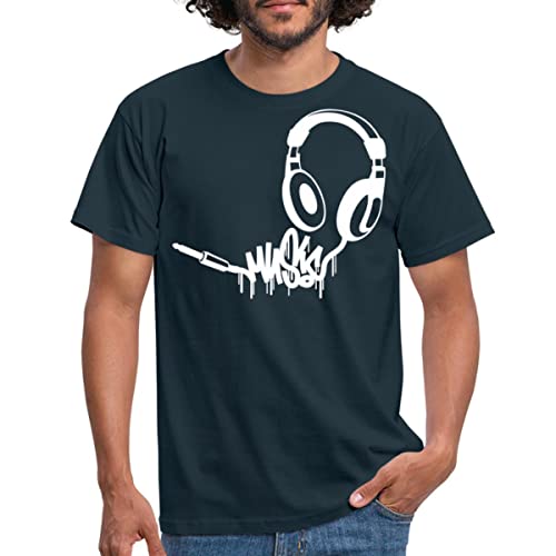 Spreadshirt Kopfhörer Music Männer T-Shirt, 4XL, Navy von Spreadshirt