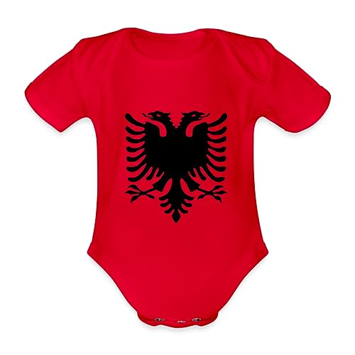 Spreadshirt Kosovo Adler Baby Bio-Kurzarm-Body, 62 (2-3 M.), Rot von Spreadshirt