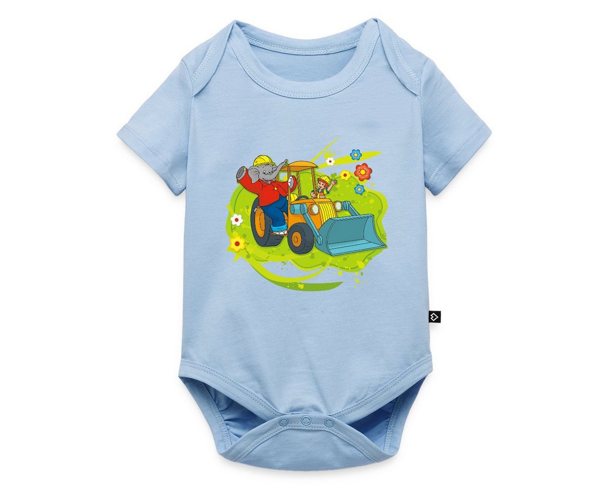 Spreadshirt Kurzarmbody Benjamin Blümchen Mit Schaufelbagger Kurzarm Baby Body (1-tlg) von Spreadshirt