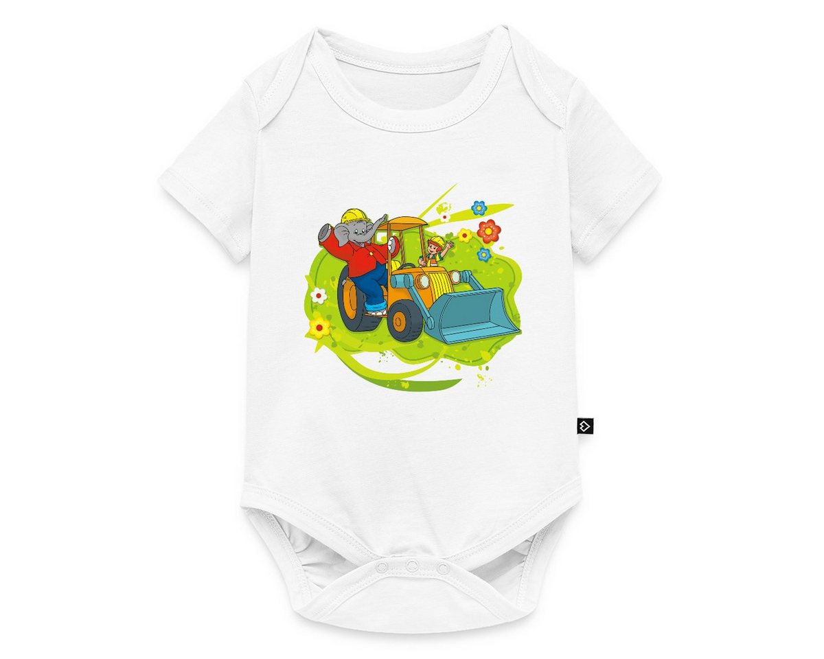 Spreadshirt Kurzarmbody Benjamin Blümchen Mit Schaufelbagger Kurzarm Baby Body (1-tlg) von Spreadshirt