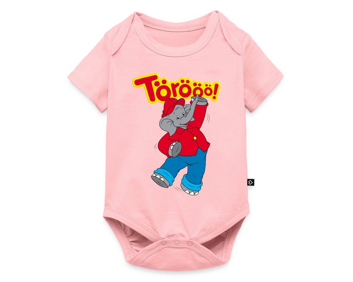Spreadshirt Kurzarmbody Benjamin Blümchen Tanzend Törööö Kurzarm Baby Body (1-tlg) von Spreadshirt