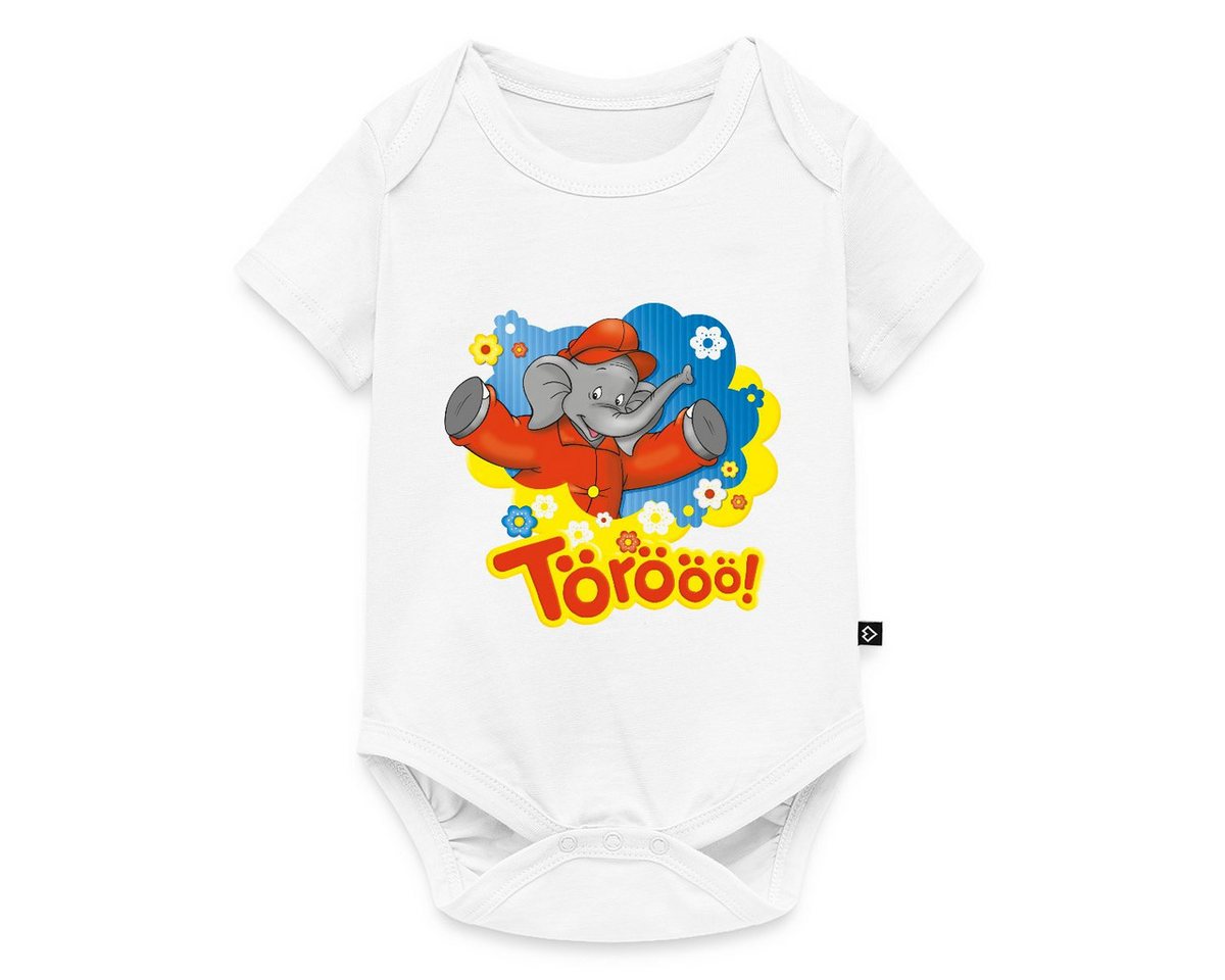 Spreadshirt Kurzarmbody Benjamin Blümchen Trötet Töröö Und Winkt Kurzarm Baby Body (1-tlg) von Spreadshirt