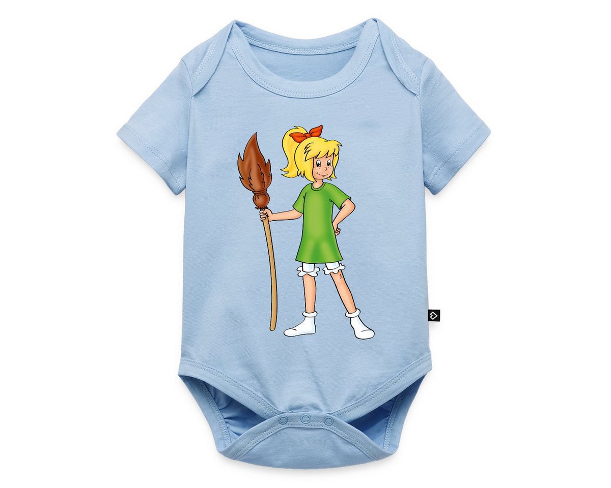 Spreadshirt Kurzarmbody Bibi Blocksberg Mit Ihrem Besen Kartoffelbrei Kurzarm Baby Body (1-tlg) von Spreadshirt