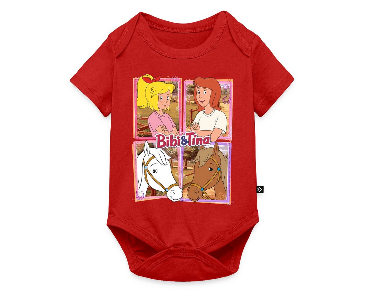 Spreadshirt Kurzarmbody Bibi Und Tina Mit Amadeus Und Sabrina Kachelmotiv Kurzarm Baby Body (1-tlg) von Spreadshirt