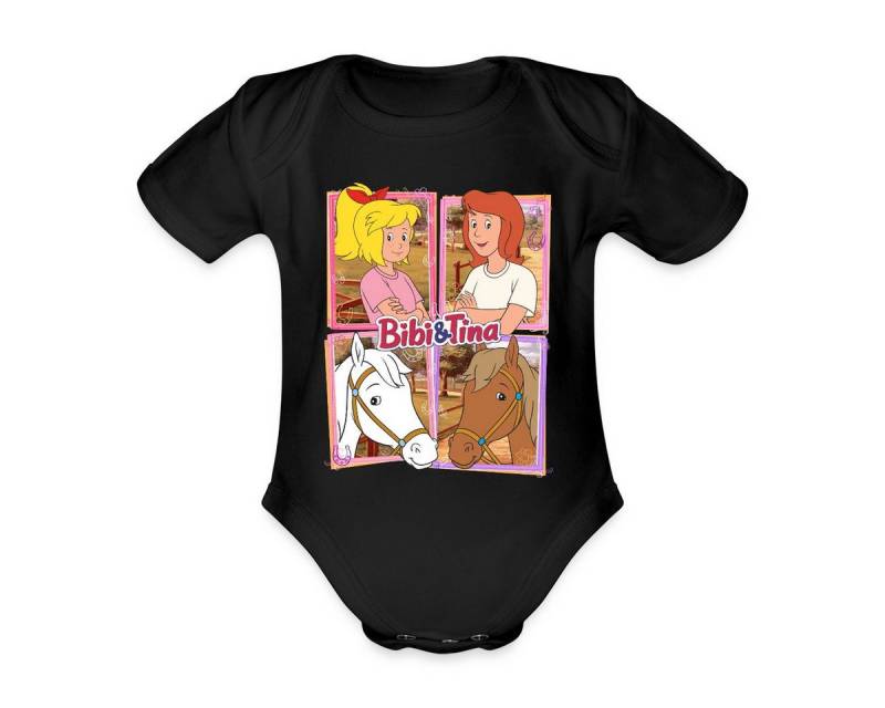 Spreadshirt Kurzarmbody Bibi Und Tina Mit Amadeus Und Sabrina Kachelmotiv Kurzarm Baby Body (1-tlg) von Spreadshirt