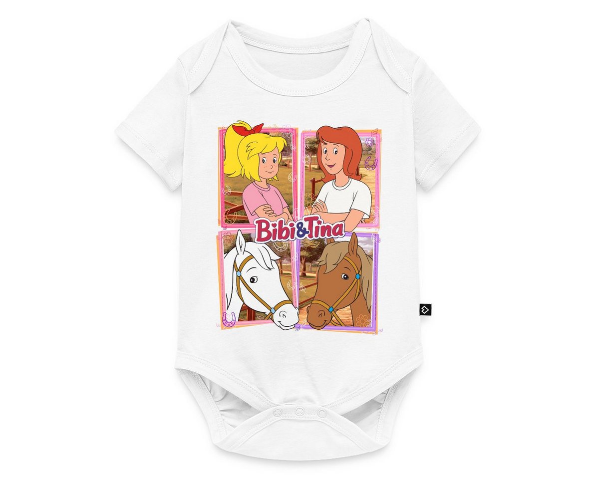 Spreadshirt Kurzarmbody Bibi Und Tina Mit Amadeus Und Sabrina Kachelmotiv Kurzarm Baby Body (1-tlg) von Spreadshirt