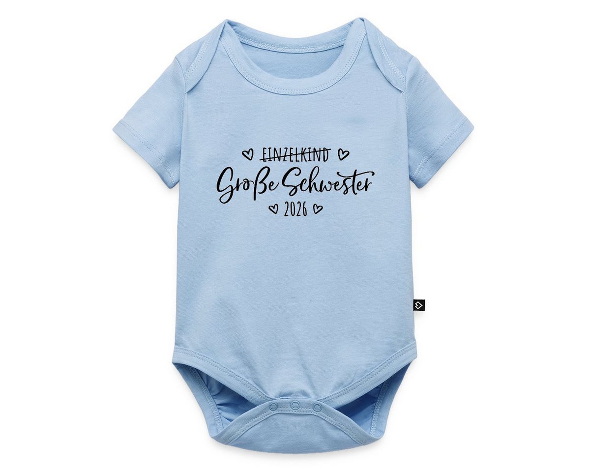 Spreadshirt Kurzarmbody Große Schwester 2026 Einzelkind Ende Herz Kurzarm Baby Body (1-tlg) von Spreadshirt