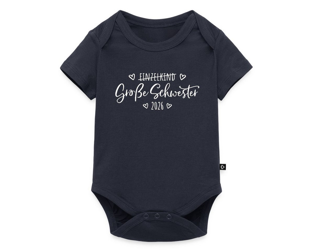 Spreadshirt Kurzarmbody Große Schwester 2026 Einzelkind Ende Herz Kurzarm Baby Body (1-tlg) von Spreadshirt