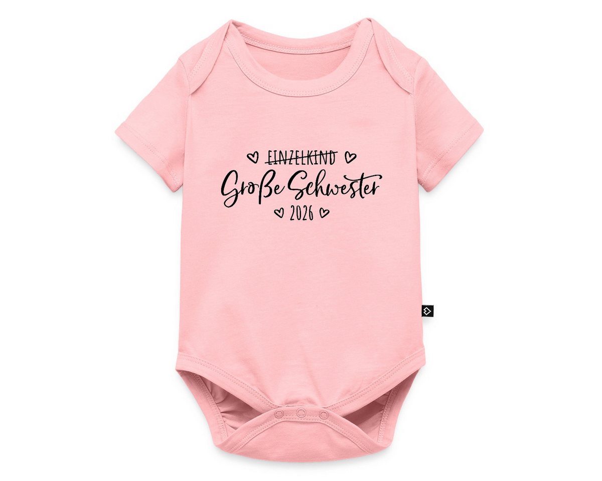 Spreadshirt Kurzarmbody Große Schwester 2026 Einzelkind Ende Herz Kurzarm Baby Body (1-tlg) von Spreadshirt