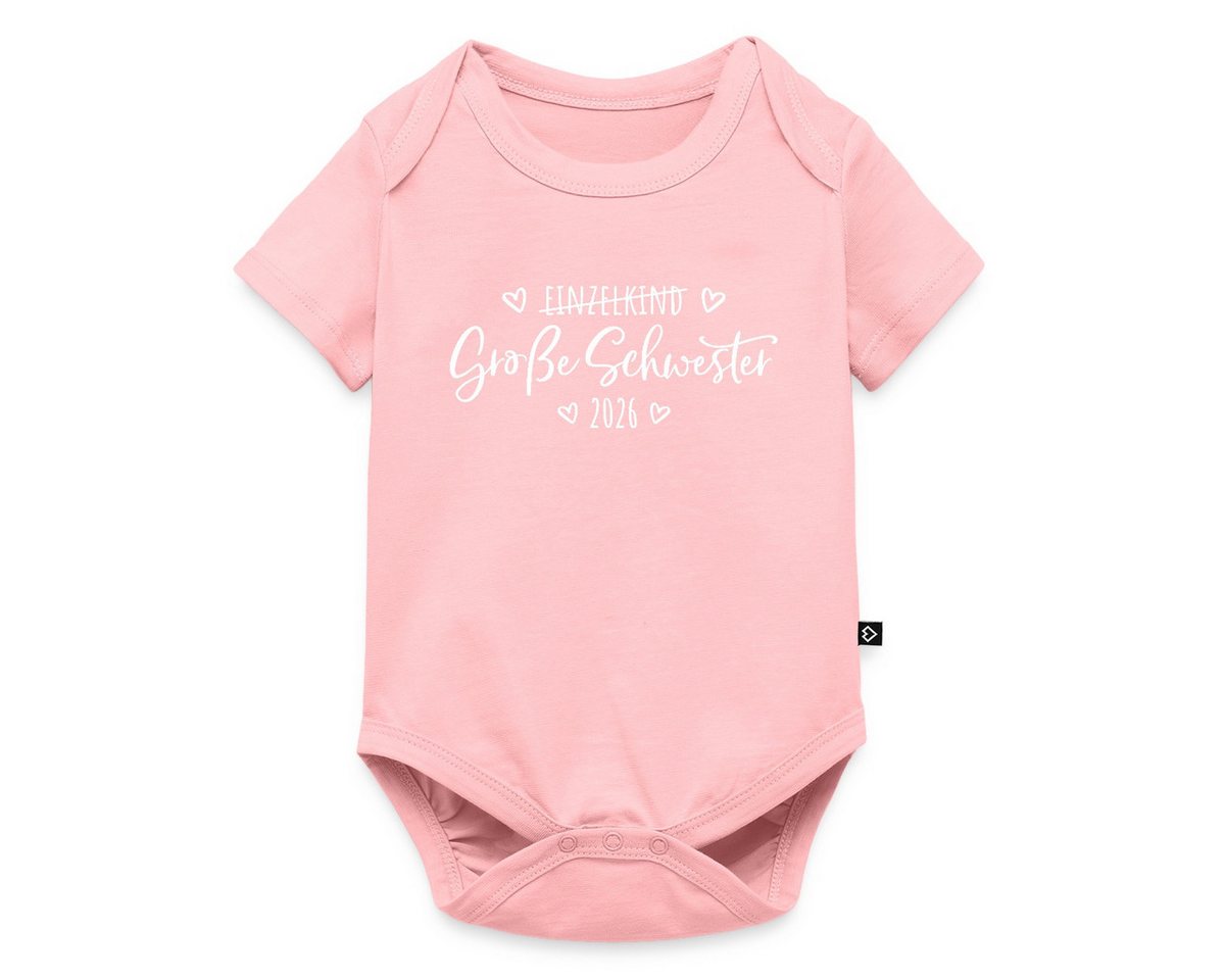Spreadshirt Kurzarmbody Große Schwester 2026 Einzelkind Ende Herz Kurzarm Baby Body (1-tlg) von Spreadshirt