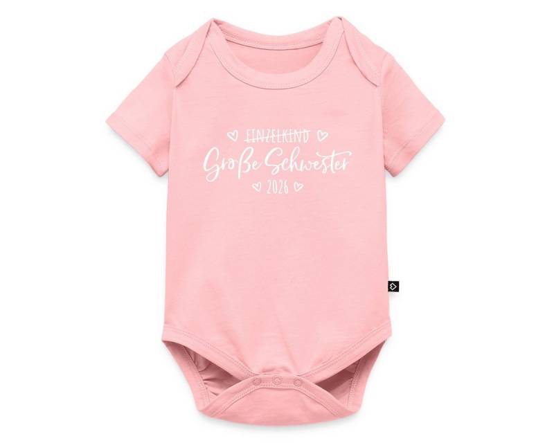Spreadshirt Kurzarmbody Große Schwester 2026 Einzelkind Ende Herz Kurzarm Baby Body (1-tlg) von Spreadshirt