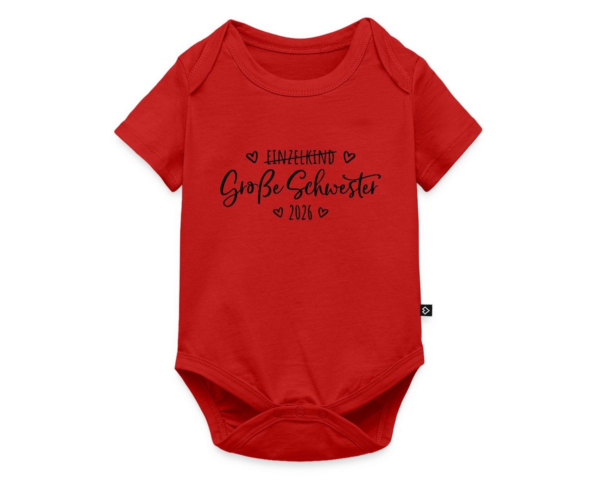 Spreadshirt Kurzarmbody Große Schwester 2026 Einzelkind Ende Herz Kurzarm Baby Body (1-tlg) von Spreadshirt