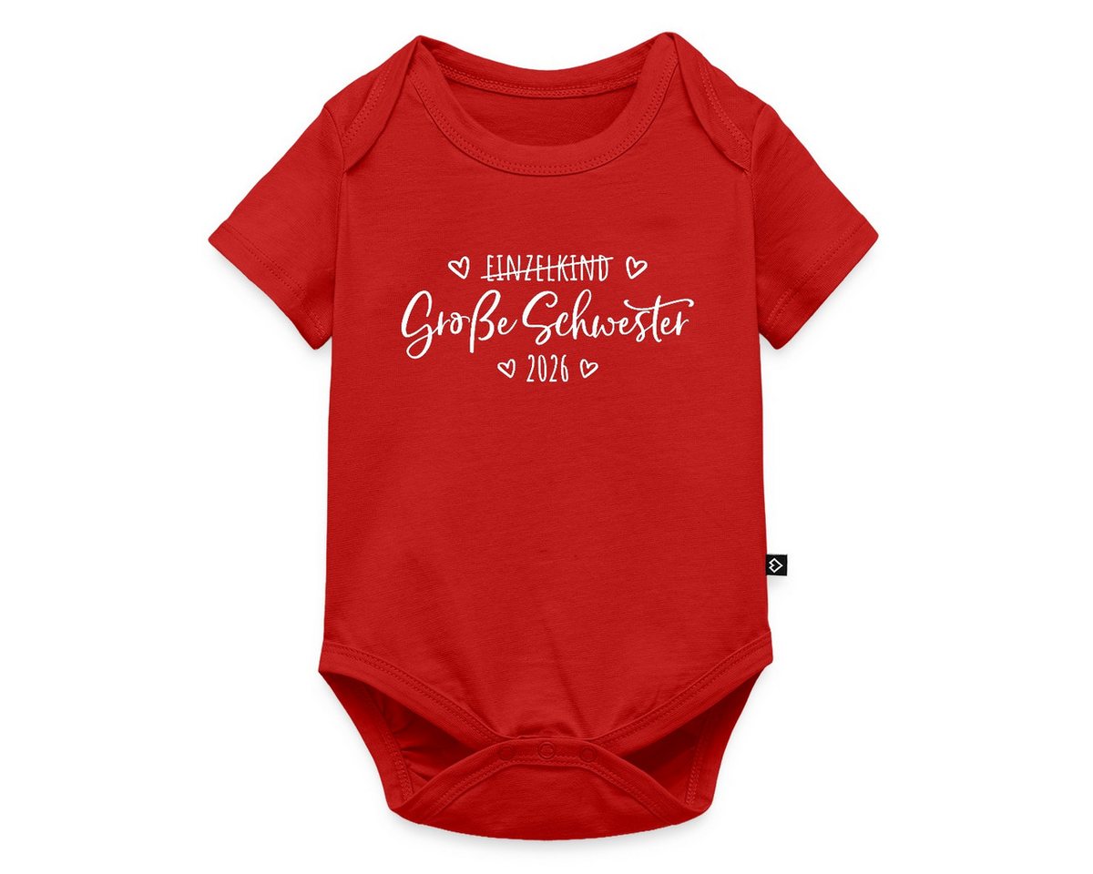 Spreadshirt Kurzarmbody Große Schwester 2026 Einzelkind Ende Herz Kurzarm Baby Body (1-tlg) von Spreadshirt