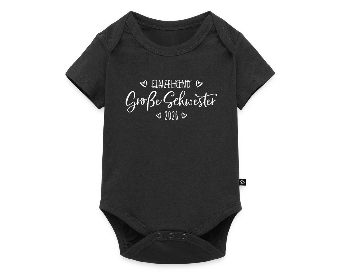 Spreadshirt Kurzarmbody Große Schwester 2026 Einzelkind Ende Herz Kurzarm Baby Body (1-tlg) von Spreadshirt