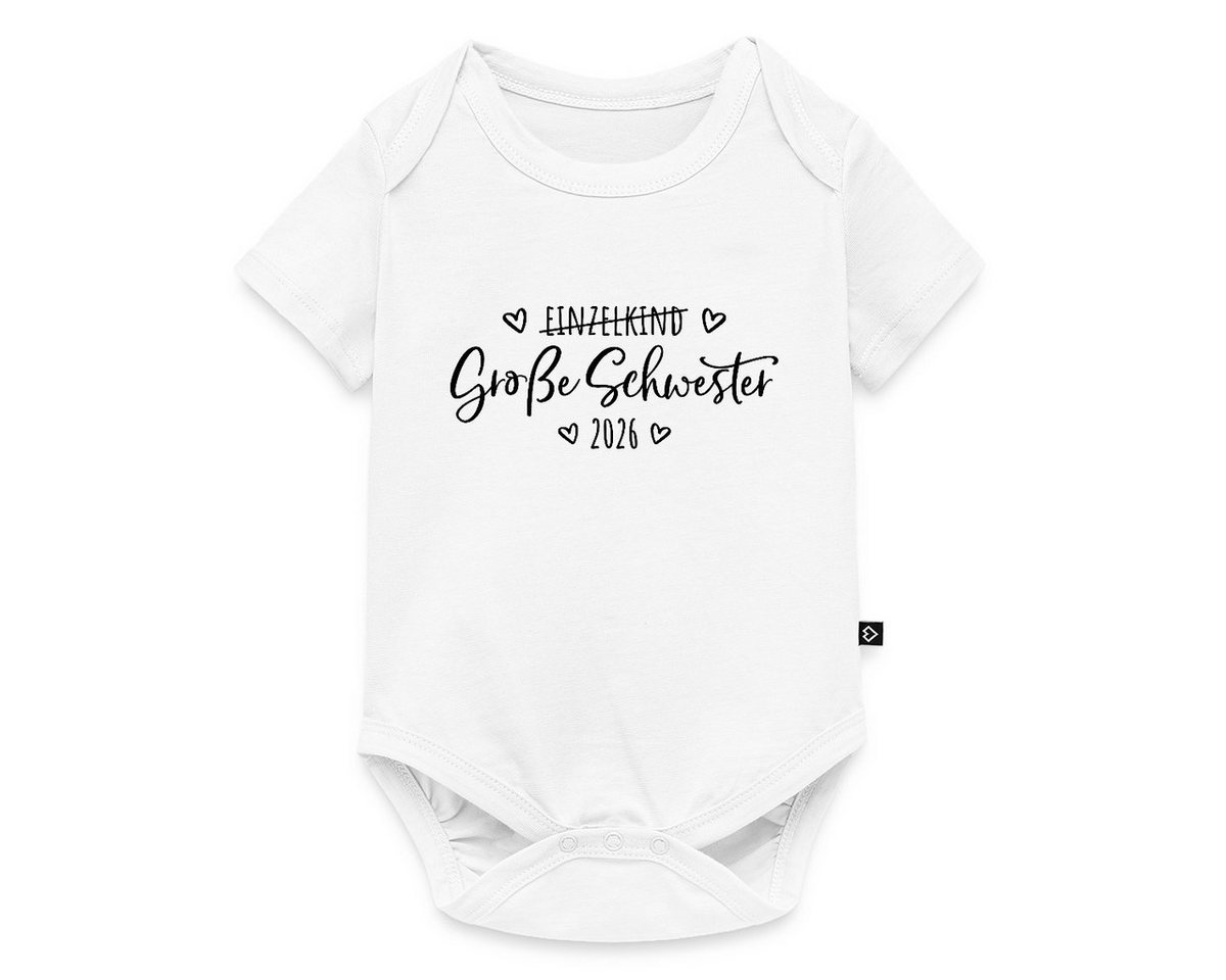 Spreadshirt Kurzarmbody Große Schwester 2026 Einzelkind Ende Herz Kurzarm Baby Body (1-tlg) von Spreadshirt
