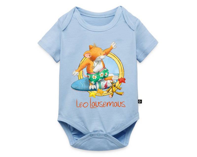Spreadshirt Kurzarmbody Leo Lausemaus Sommer Surfer Urlaub Kurzarm Baby Body (1-tlg) von Spreadshirt
