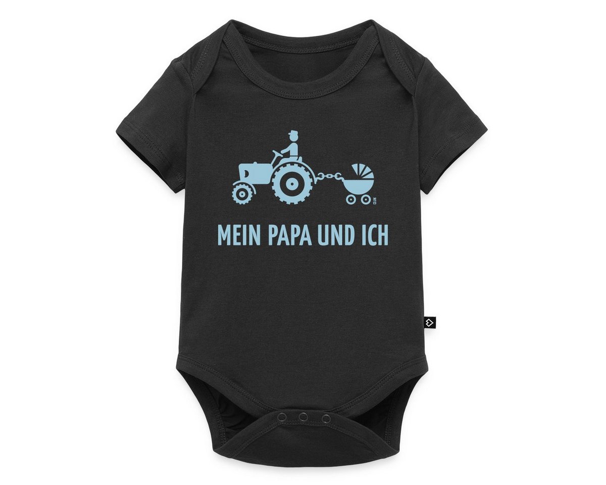 Spreadshirt Kurzarmbody Mein Papa und Ich Trecker Kinderwagen Kurzarm Baby Body (1-tlg) von Spreadshirt