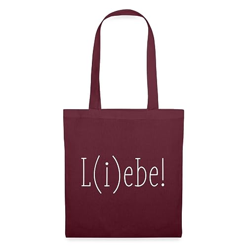 Spreadshirt L(i) ebe Liebe Lebe Statement Stoffbeutel, One size, Burgunderrot von Spreadshirt