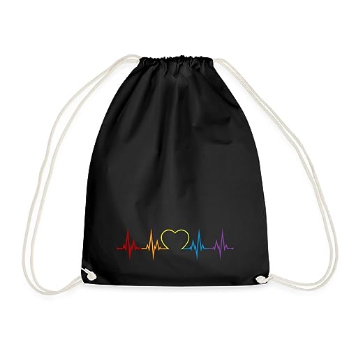 Spreadshirt LGBT Queere EKG Linie Mit Herz Gay Pride Turnbeutel, One size, Schwarz von Spreadshirt